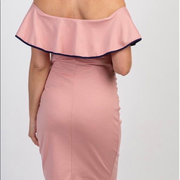 Pink Blush off shoulder maternity dress - Picture 3 of 3